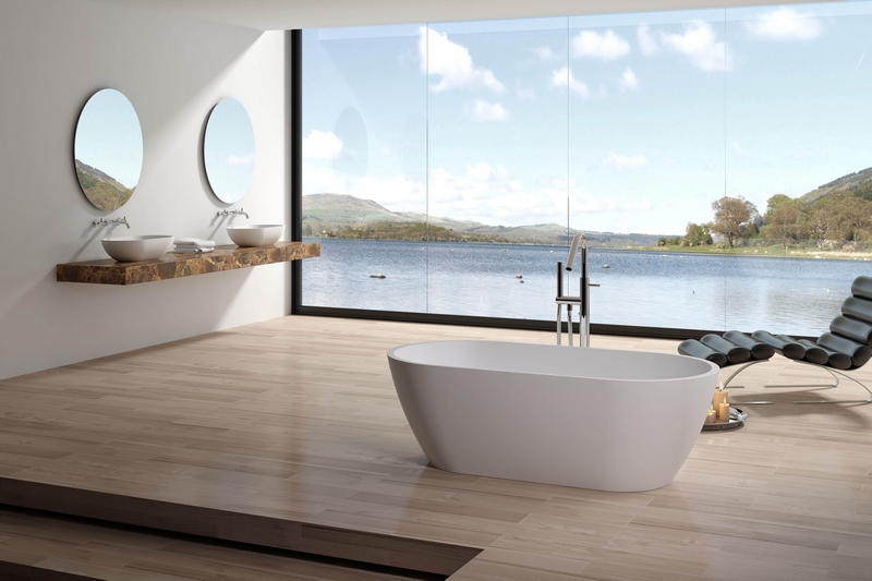 KREINER PREMIUM umyvadlo z umělého kamene na desku 1132 - bílá lesklá