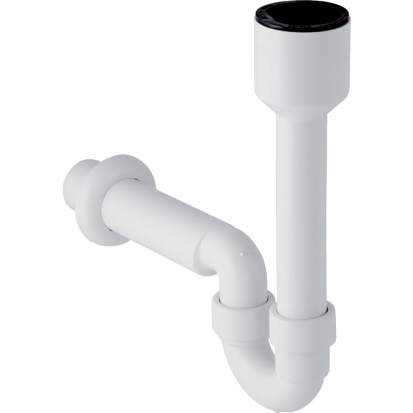 GEBERIT Trubková zápachová uzávěrka Geberit pro výlevku, s nástěnnou růžicí, vývod vodorovný Alpská bílá #152.701.11.1