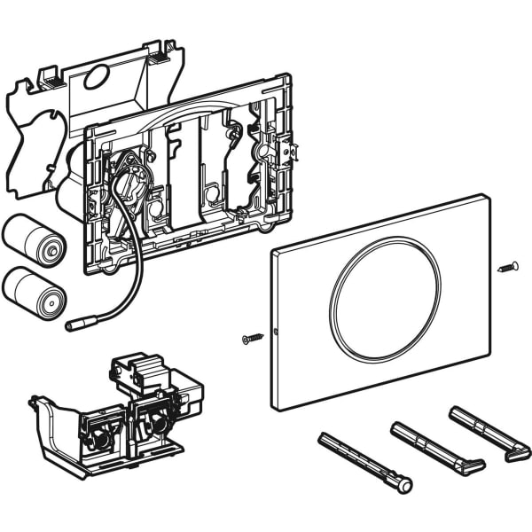 GEBERIT Ovládání WC Geberit elektronické, napájení z baterie, pro splachovací nádržku pod omítku Sigma 12 cm, s ovládacím tlačítkem Sigma10, Round, pro podpěru, rádiově ovládané Deska a ovládací tlačítko: kartáčované, povlak easy-to-clean Designový kroužek: leštěný #115.869.SN.6