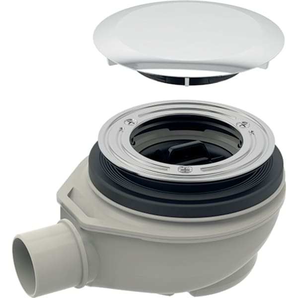 GEBERIT odtok do sprchové vaničky d90, s odtokovým uzávěrem, výška těsnění 50 mm, odtok z PP #150.554.21.1 - chrom / lesklý