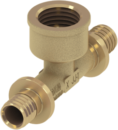TECE T-kus s vnitřním závitem TECEflex, dim. 25 x Rp 3/4", standardní mosaz #769525