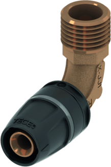TECE Úhlová přípojka s vnějším závitem TECElogo-Push, rozměry 20 x R 1/2", červená mosaz/Si-bronz #8713303