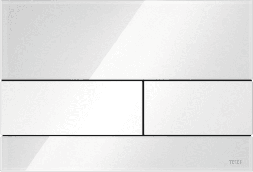 TECE Skleněné ovládací tlačítko TECEsquare, dvoumnožstevní splachování, Bílé sklo, tlačítka bílá #9240800