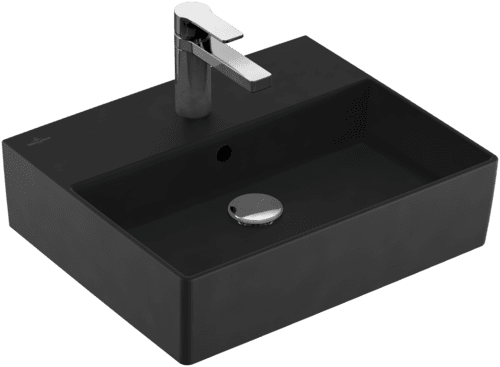 VILLEROY BOCH Umyvadlo Memento 2.0, 500 x 420 x 140 mm, Ebony CeramicPlus, s přepadem, leštěné #4A225GS5