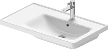 DURAVIT Umyvadlo 237080 Design by Bertrand Lejoly #23708000001 - p Barva 00, Bílá Vysoký lesk, Obdélníkový, Počet míst pro mytí: 1 Vpravo, Počet otvorů pro armaturu na jednom umyvadle: 1 Uprostřed 800 x 480 mm
