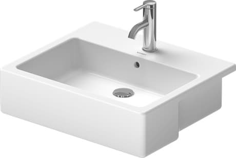 DURAVIT Polozápustné umyvadlo 031455 Design by Duravit #03145500001 - p Barva 00, Provedení umyvadla: Vestavná shora, Bílá Vysoký lesk, Počet otvorů pro armaturu na jednom umyvadle: 1 550 x 470 mm