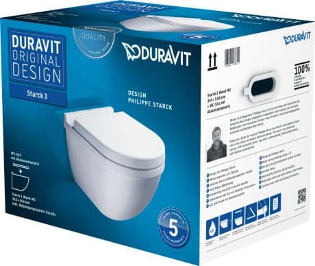 DURAVIT WC set závěsný 422509 Design by Philippe Starck #42250900A1 - © Barva 00, Rozměry krabice: 401x450x565 mm 370 x 540 mm