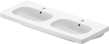 DURAVIT Dvojumyvadlo 034812 Design by sieger design _ p__p Barva 00, Bílá Vysoký lesk, Obdélníkový, Počet míst pro mytí: 2 Uprostřed, Počet otvorů pro armaturu na jednom umyvadle: 1 Uprostřed 1200 x 490 mm #03481200002