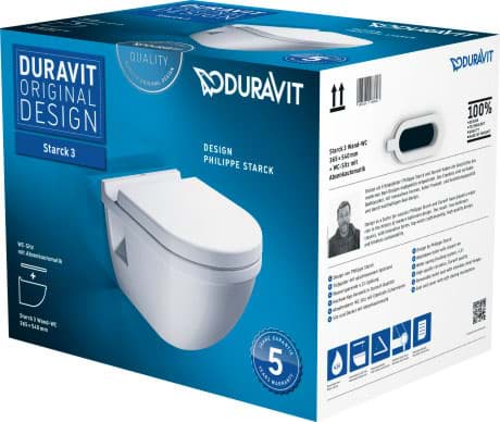 DURAVIT WC set závěsný 420009 Design by Philippe Starck #42000900A1 - © Barva 00, Rozměry krabice: 401x450x565 mm 370 x 540 mm