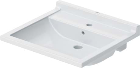 DURAVIT Umyvadlo Vital 030960 Design by Philippe Starck #03096000001 - p Barva 00, Bílá Vysoký lesk, Obdélníkový, Počet míst pro mytí: 1 Uprostřed, Počet otvorů pro armaturu na jednom umyvadle: 1 Uprostřed 600 x 545 mm