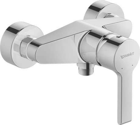 DURAVIT Páková sprchová baterie nástěnná B24230000 Design by Duravit #B24230000010 - Barva 10, Druh připojení: S-přípojení, 1/2", Rozchod: 150 mm ± 20 mm, Tlak vody (3 bar): 17 l/min 179 x 137 mm