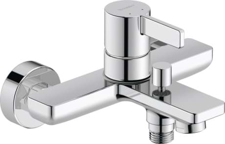 DURAVIT Páková vanová baterie nástěnná DE5230000 Design by Bertrand Lejoly #DE5230000010 - Barva 10, Druh připojení: S-přípojení, 1/2", Rozchod: 150 mm ± 20 mm, Třída hluku: II 208 x 136 mm