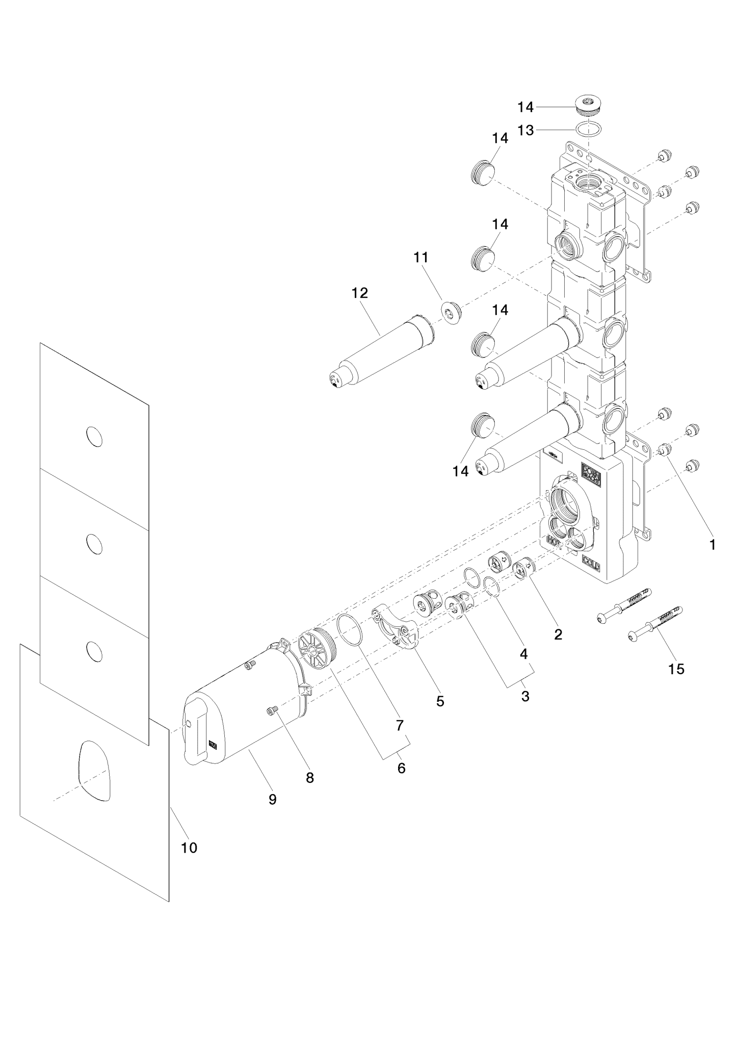 DORNBRACHT termostatický modul pod omítku, 3 funkce #3553197090