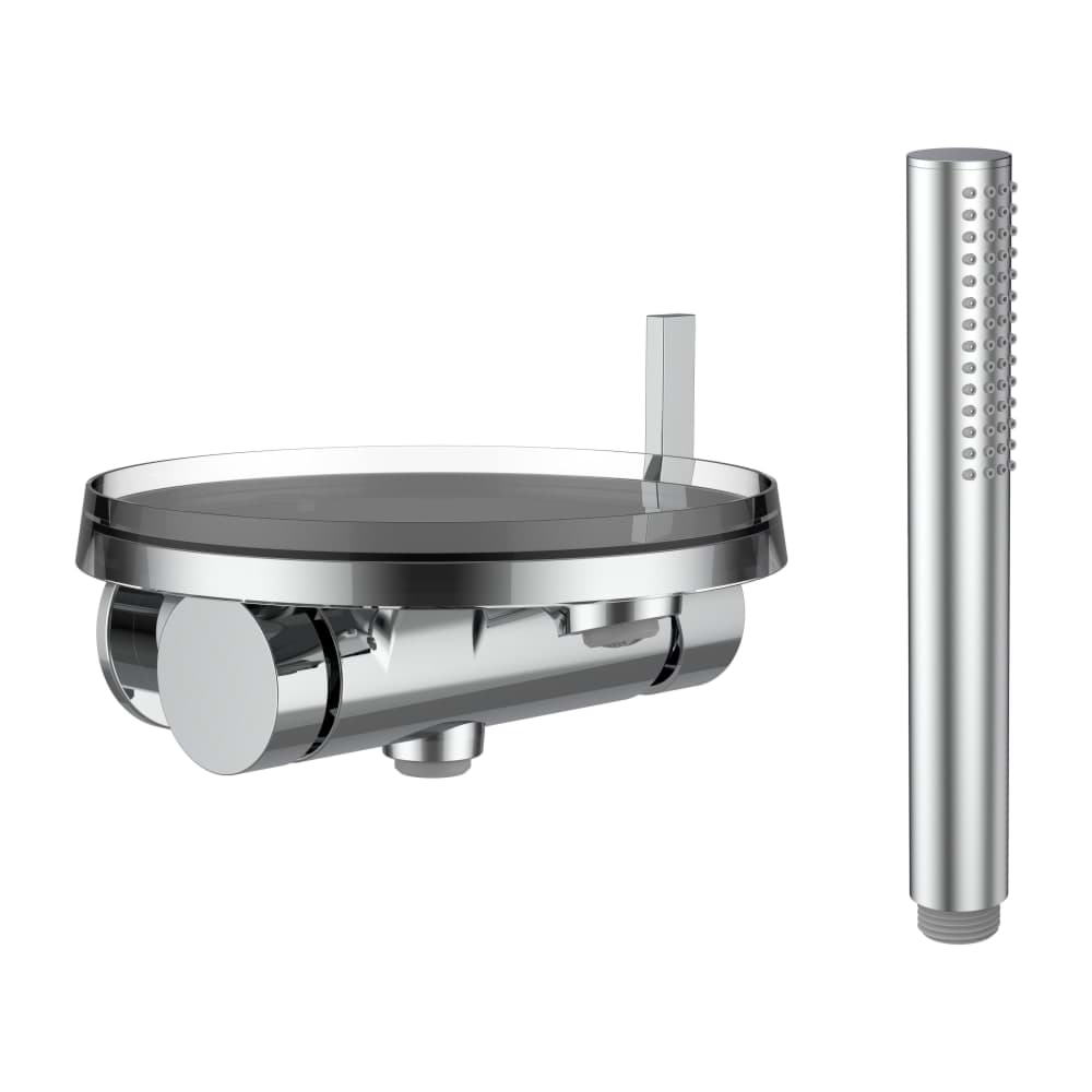 LAUFEN Kartell LAUFEN Vrchní sada vanové podomítkové pákové baterie pro 1-bodový Simibox, včetně syntetické sprchové hadice 1800 mm, ruční sprchy twinstick a transparentního disku #H3213390041411