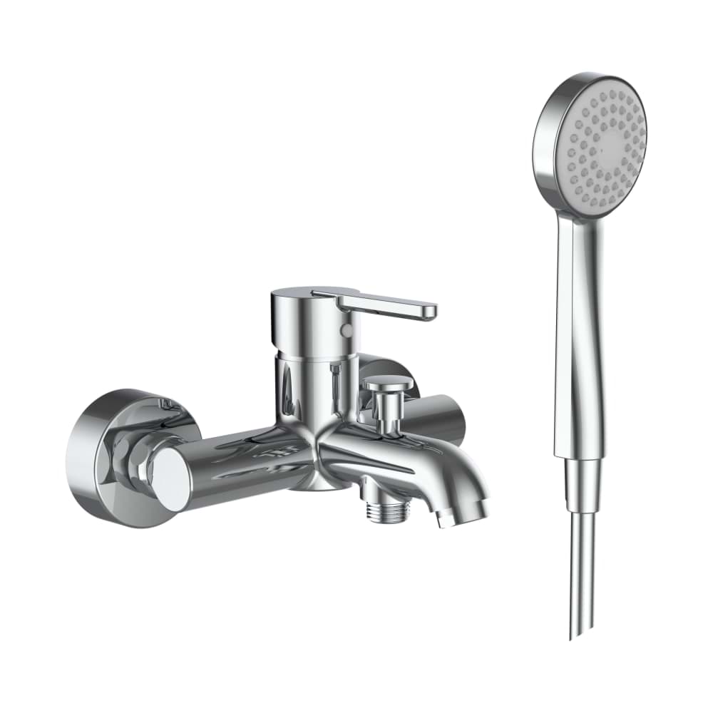 LAUFEN LUA Vanová nástěnná páková baterie s ruční sprchou 80 mm, 1 funkce a syntetickou sprchovou hadicí 1600 mm, chrom 205 x 230 x 170 mm #H3210810041311