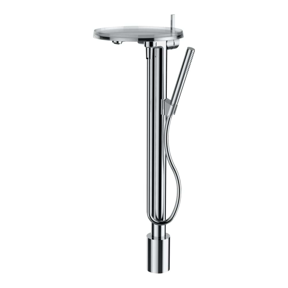 LAUFEN Kartell LAUFEN Vanová páková baterie (disk), montáž na podlahu, včetně syntetické sprchové hadice 1250 mm a ruční sprchy twinstick, průtok 9,5 l/min (měřeno u ruční sprchy), vč. 1 plastového disku v provedení transparent, chrom #H3213310041211