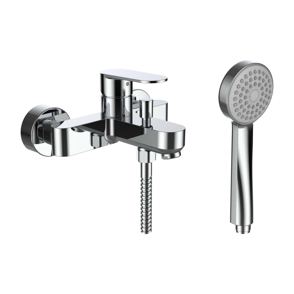 LAUFEN NEJA Vanová nástěnná páková baterie, sprchovou syntetickou hadicí 1600 mm a ruční sprchou Stella 80 mm, chrom 262 x 242 x 156 mm #H3215170041311