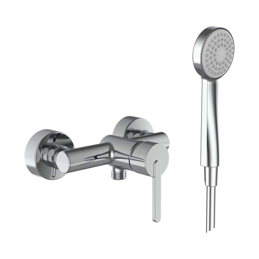 LAUFEN LUA Sprchová nástěnná páková baterie s ruční sprchou 80 mm, 1 funkce a syntetickou sprchovou hadicí 1600 mm, chrom 205 x 230 x 170 mm #H3310810041311