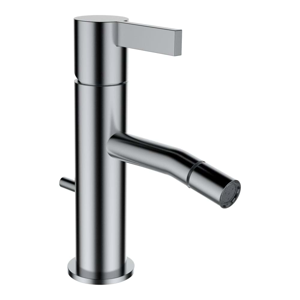 LAUFEN Kartell LAUFEN Bidetová stojánková páková baterie, pevný výtok 110 mm, s automatickou výpustí, PVD inox kartáčovaná ocel #H3413310901011