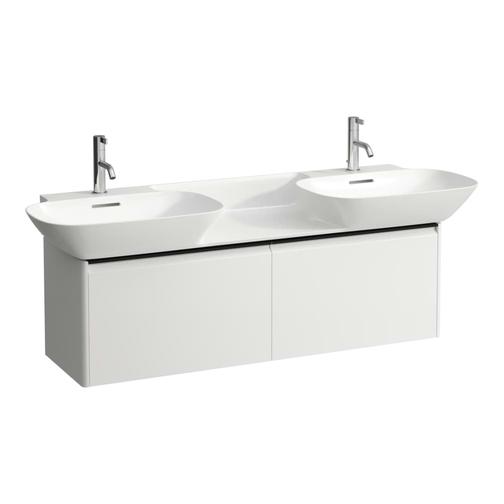 LAUFEN BASE Skříňka pod umyvadlo, se 2 zásuvkami, pro umyvadlo H814304, úchytka z tmavého hliníku 1170 x 350 x 370 mm #H4030161102601 - 260 - Bílá mat
