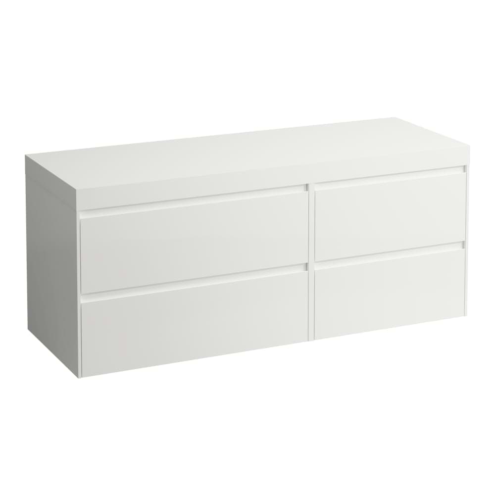 LAUFEN LANI Modulární sestava 1400, umyvadlová deska 65 mm (.260 bílá mat), bez výřezu, se 4 zásuvkami: zásuvkový element 800 levý + zásuvkový element 600 pravý 1370 x 495 x 580 mm #H4045801122611 - 261 - Bílá lesklá