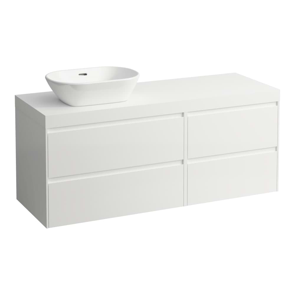 LAUFEN LANI Modulární sestava 1400, umyvadlová deska 65 mm (.260 bílá mat), s výřezem vlevo, se 4 zásuvkami: zásuvkový element 800 levý + zásuvkový element 600 pravý 1370 x 495 x 580 mm #H4045821122661 - 266 - Šedá traffic