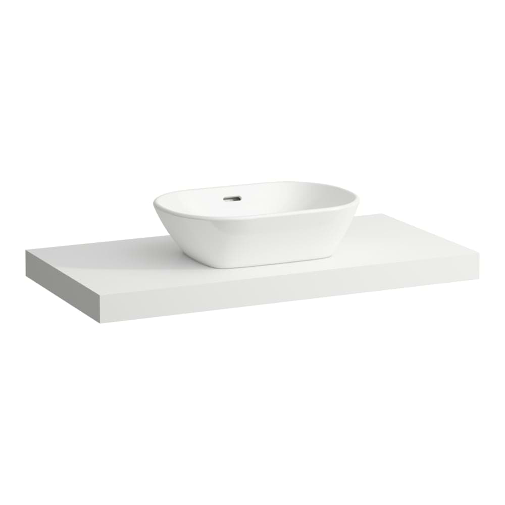 LAUFEN LANI Umyvadlová deska 1000, s výřezem uprostřed, tloušťka: 65 mm, vč. 2 nástěnných držáků 985 x 495 x 65 mm #H4046611122601 - 260 - Bílá mat