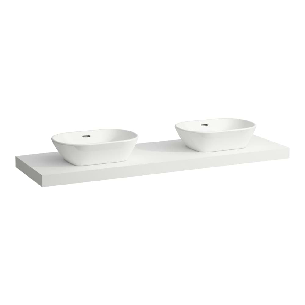 LAUFEN LANI Umyvadlová deska 1600, s výřezy vlevo a vpravo, tloušťka: 65 mm, vč. 3 nástěnných držáků 1570 x 495 x 65 mm #H4046941122661 - 266 - Šedá traffic