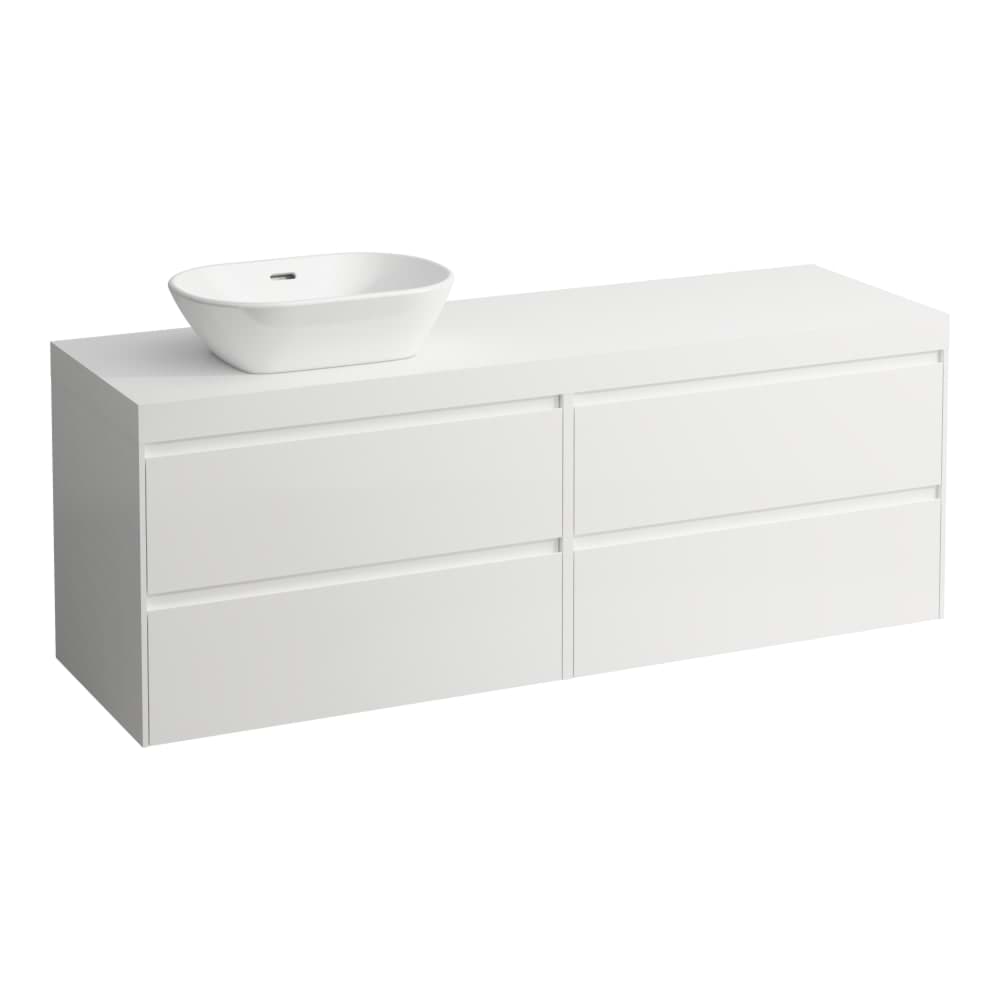 LAUFEN LANI Modulární sestava 1600, umyvadlová deska 65 mm (.260 bílá mat), s výřezem vlevo, se 4 zásuvkami: zásuvkový element 800 pravý + zásuvkový element 800 levý 1570 x 495 x 580 mm #H4045921129901 - 990 - Special colour