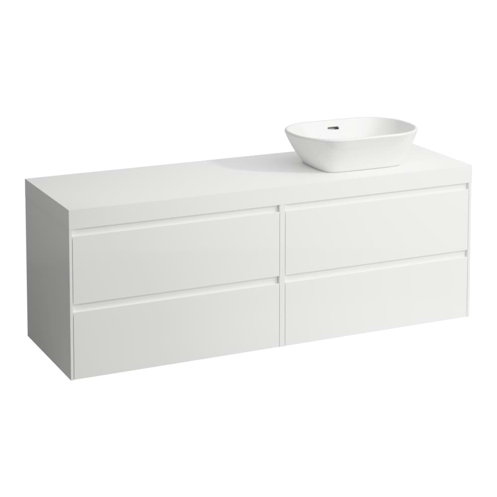 LAUFEN LANI Modulární sestava 1600, umyvadlová deska 65 mm (.260 bílá mat), s výřezem vpravo, se 4 zásuvkami: zásuvkový element 800 pravý + zásuvkový element 800 levý 1570 x 495 x 580 mm #H4045931129991 - 999 - Multicolour