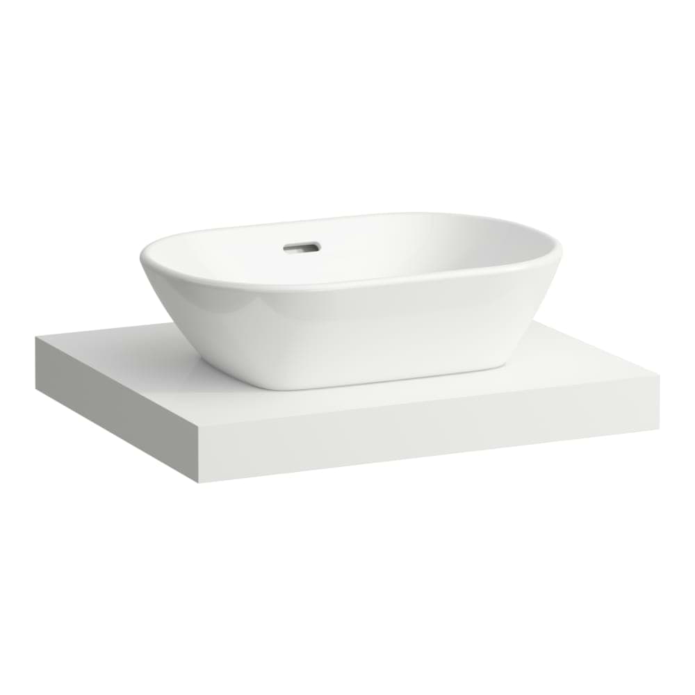 LAUFEN LANI Umyvadlová deska 600, s výřezem uprostřed, tloušťka: 65 mm, vč. 2 nástěnných držáků 585 x 495 x 65 mm #H4046411122661 - 266 - Šedá traffic