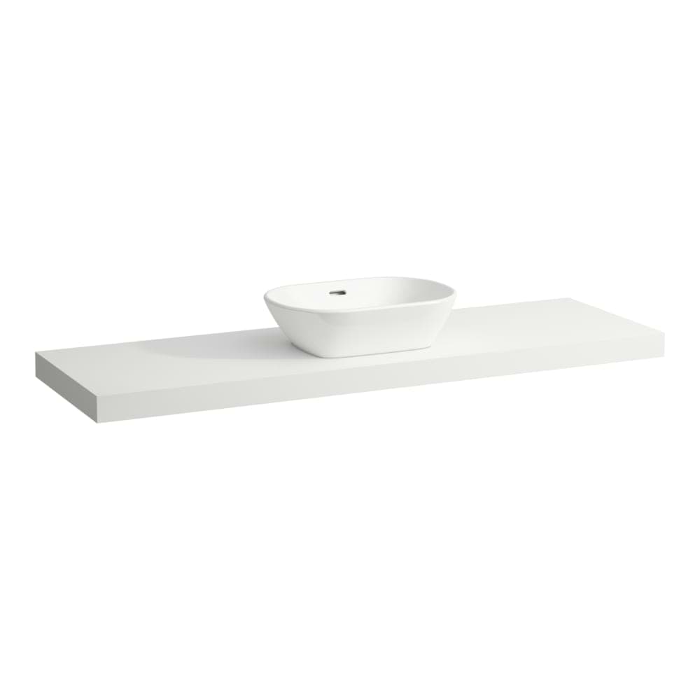 LAUFEN LANI Umyvadlová deska 1600, s výřezem uprostřed, tloušťka: 65 mm, vč. 3 nástěnných držáků 1570 x 495 x 65 mm #H4046911122601 - 260 - Bílá mat