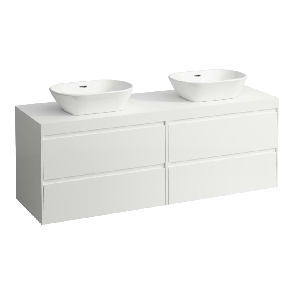 LAUFEN LANI Modulární sestava 1600, umyvadlová deska 65 mm (.260 bílá mat), s výřezy vlevo a vpravo, se 4 zásuvkami: zásuvkový element 800 pravý + zásuvkový element 800 levý 1570 x 495 x 580 mm #H4045941129991 - 999 - Multicolour