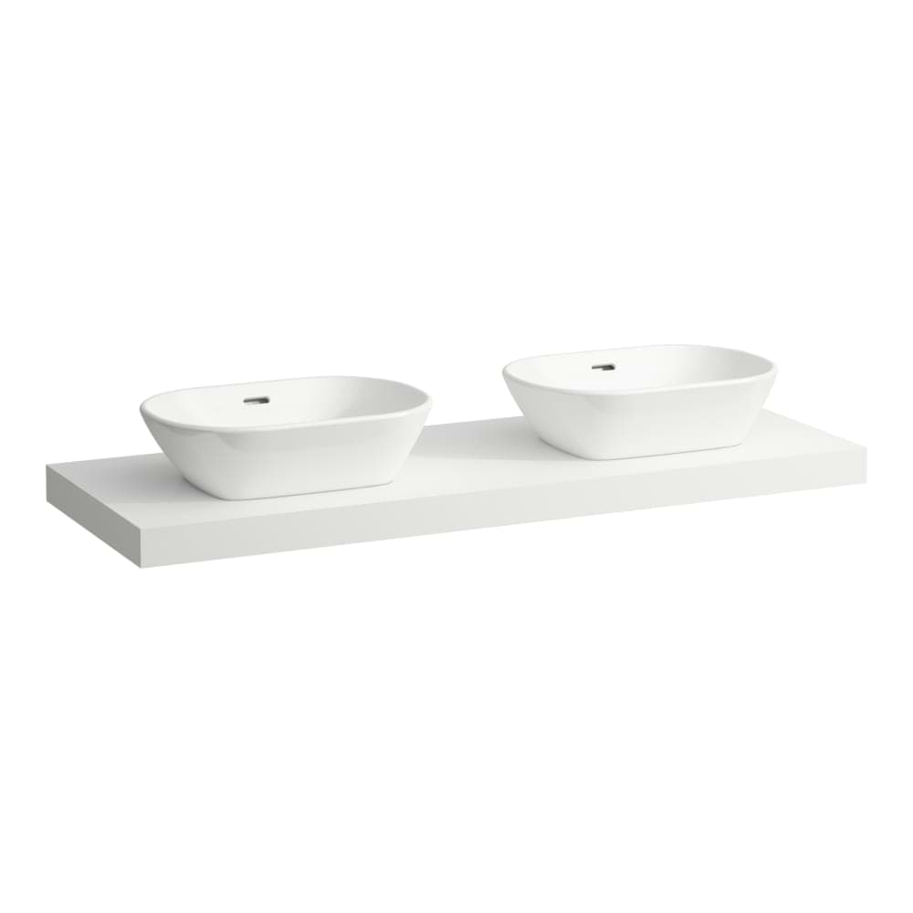 LAUFEN LANI Umyvadlová deska 1400, s výřezy vlevo a vpravo, tloušťka: 65 mm, vč. 3 nástěnných držáků 1370 x 495 x 65 mm #H4046841122601 - 260 - Bílá mat