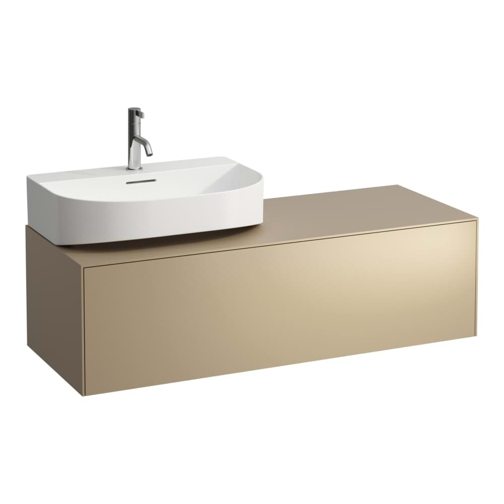 LAUFEN SONAR Skříňka pod umyvadlo, s 1 zásuvkou, pro umývátka H816341, H816342, s výřezem vlevo 1175 x 455 x 340 mm #H4054520341431 - 143 - Bílá mat & nero marquina