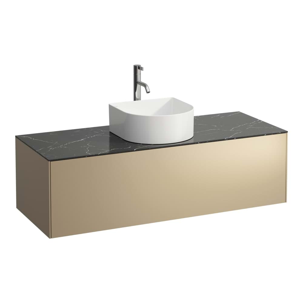 LAUFEN SONAR Skříňka pod umyvadlo, s 1 zásuvkou, pro umyvadlové mísy H812340, H812341, H812342, H812343, s výřezem uprostřed vč. otvoru pro baterii uprostřed 1175 x 455 x 340 mm #H4054250341411 - 141 - Měď & nero marquina