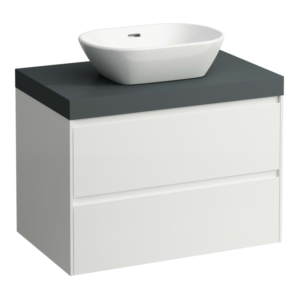 LAUFEN LANI Modulární sestava 800, umyvadlová deska 65 mm (.266 šedá traffic), s výřezem uprostřed, se 2 zásuvkami 785 x 495 x 580 mm #H4055511129991 - 999 - Multicolour