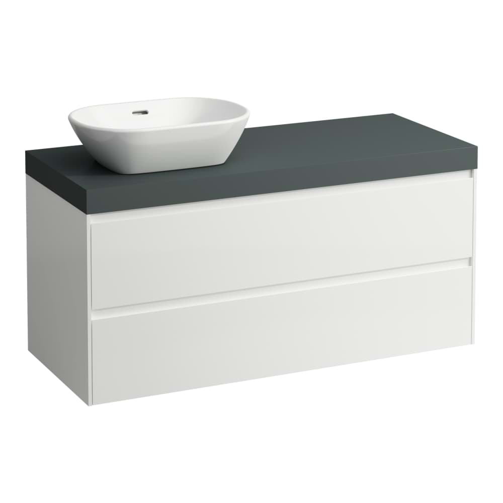 LAUFEN LANI Modulární sestava 1200, umyvadlová deska 65 mm (.266 šedá traffic), s výřezem vlevo, se 2 zásuvkami 1185 x 495 x 580 mm #H4055721122671 - 267 - Divoký dub