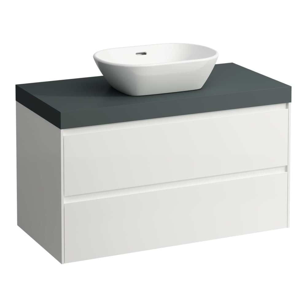 LAUFEN LANI Modulární sestava 1000, umyvadlová deska 65 mm (.266 šedá traffic), s výřezem uprostřed, se 2 zásuvkami 985 x 495 x 580 mm #H4055611129991 - 999 - Multicolour