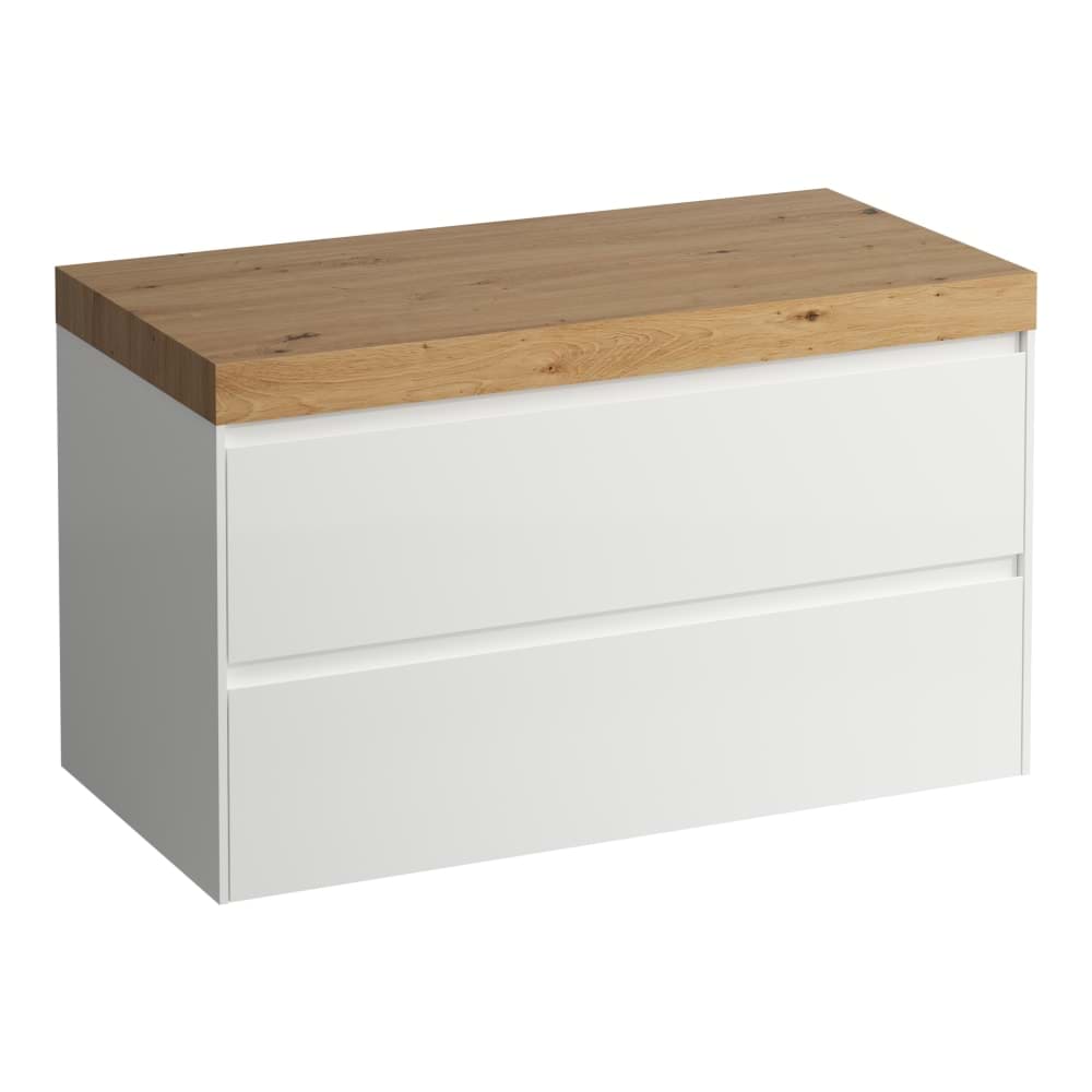 LAUFEN LANI Modulární sestava 1000, umyvadlová deska 65 mm (.267 divoký dub), bez výřezu, se 2 zásuvkami 985 x 495 x 580 mm #H4065601122671 - 267 - Divoký dub