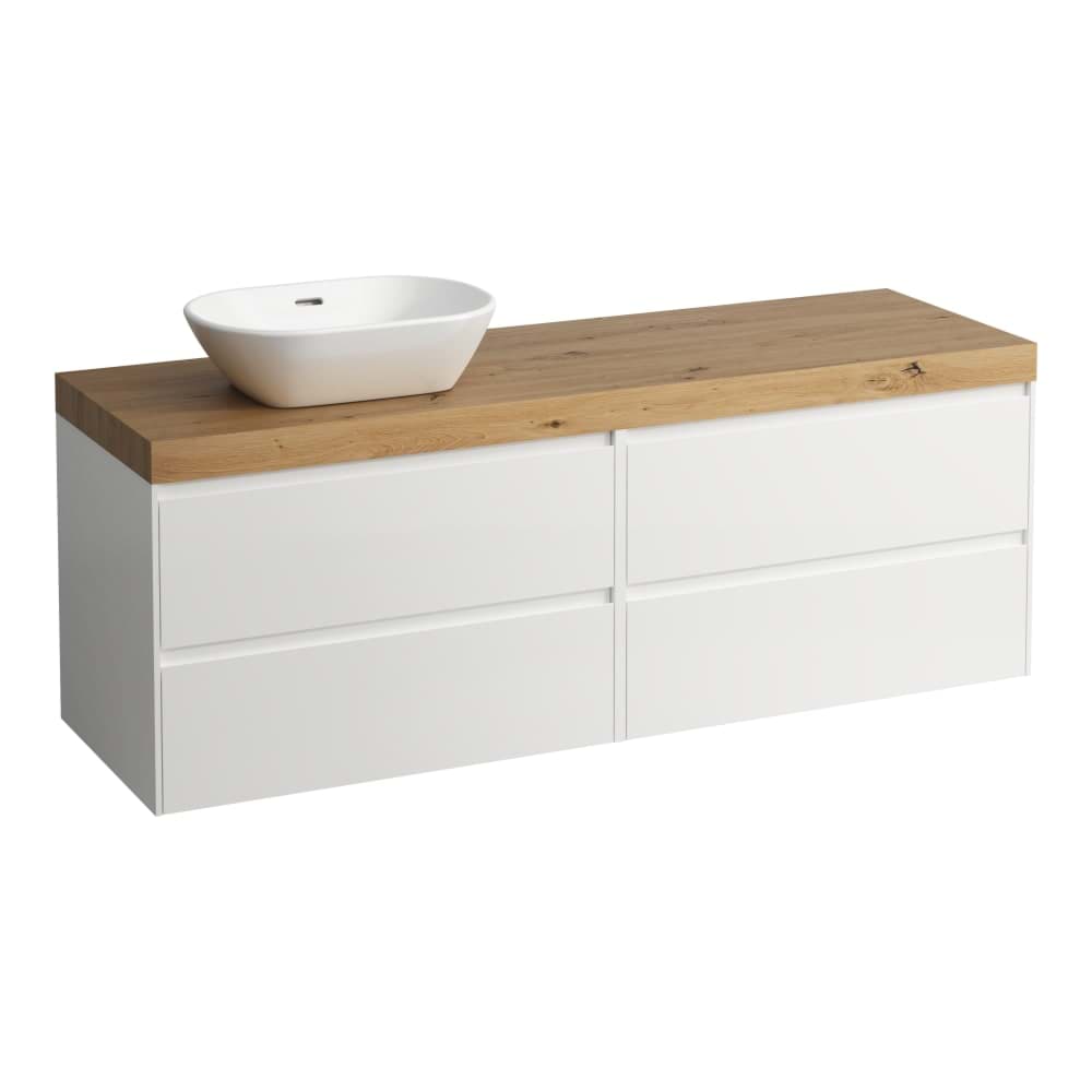 LAUFEN LANI Modulární sestava 1600, umyvadlová deska 65 mm (.267 divoký dub), s výřezem vlevo, se 4 zásuvkami: zásuvkový element 800 pravý + zásuvkový element 800 levý 1570 x 495 x 580 mm #H4065921122661 - 266 - Šedá traffic