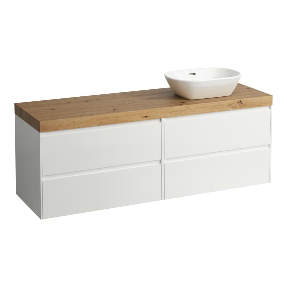 LAUFEN LANI Modulární sestava 1600, umyvadlová deska 65 mm (.267 divoký dub), s výřezem vpravo, se 4 zásuvkami: zásuvkový element 800 pravý + zásuvkový element 800 levý 1570 x 495 x 580 mm #H4065931129991 - 999 - Multicolour