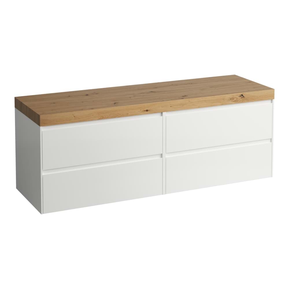 LAUFEN LANI Modulární sestava 1600, umyvadlová deska 65 mm (.267 divoký dub), bez výřezu, se 4 zásuvkami: zásuvkový element 800 + zásuvkový element 800 1570 x 495 x 580 mm #H4065901122611 - 261 - Bílá lesklá