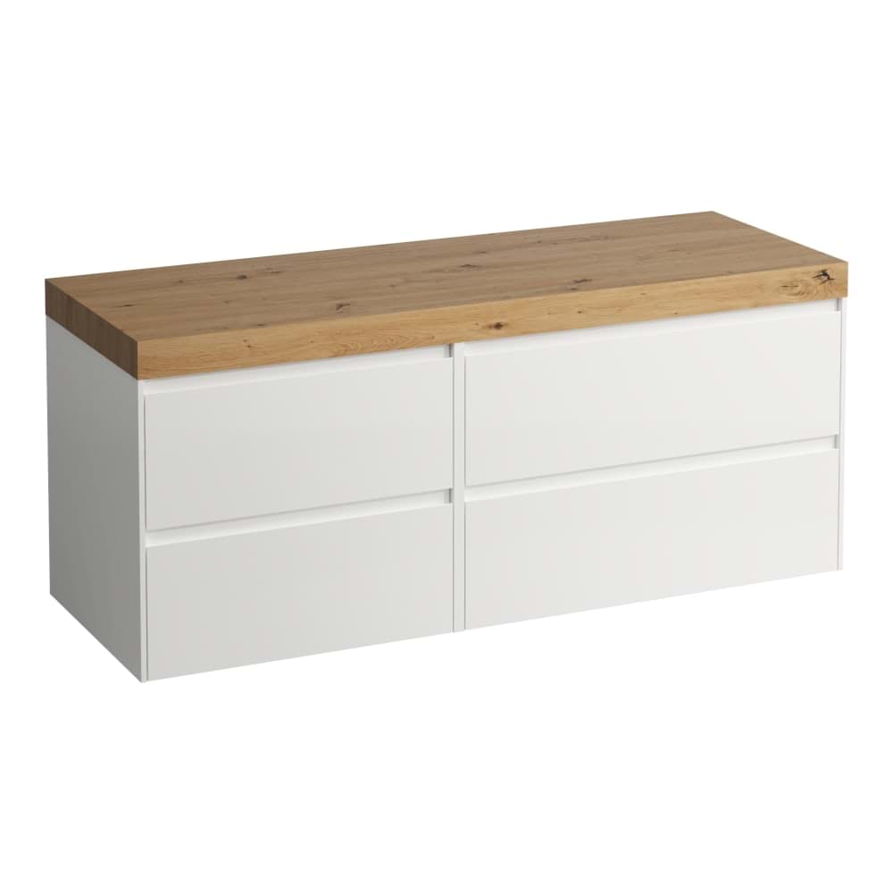 LAUFEN LANI Modulární sestava 1400, umyvadlová deska 65 mm (.267 divoký dub), bez výřezu, se 4 zásuvkami: zásuvkový element 800 pravý + zásuvkový element 600 levý 1370 x 495 x 580 mm #H4065811122611 - 261 - Bílá lesklá