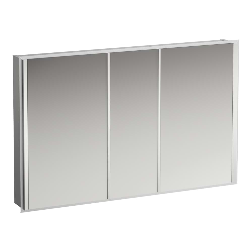 LAUFEN FRAME 25 Hliníková zrcadlová skříňka, LED prostorové osvětlení, el. zásuvka EU, senzorový spínač 1200 x 150 x 750 mm #H4088549001451 - 145 - Bílá lesklá