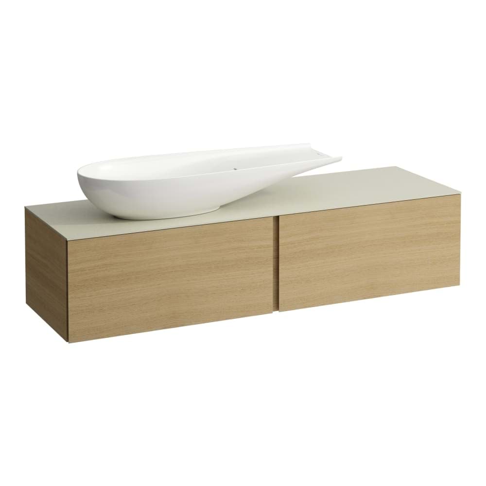 LAUFEN ILBAGNOALESSI Zásuvkový element 1600, se 2 zásuvkami, s výřezem vlevo, s vrchní deskou Calce Avorio, pro umyvadlo H818974 1600 x 500 x 370 mm #H4313420972601 - 260 - Bílá mat