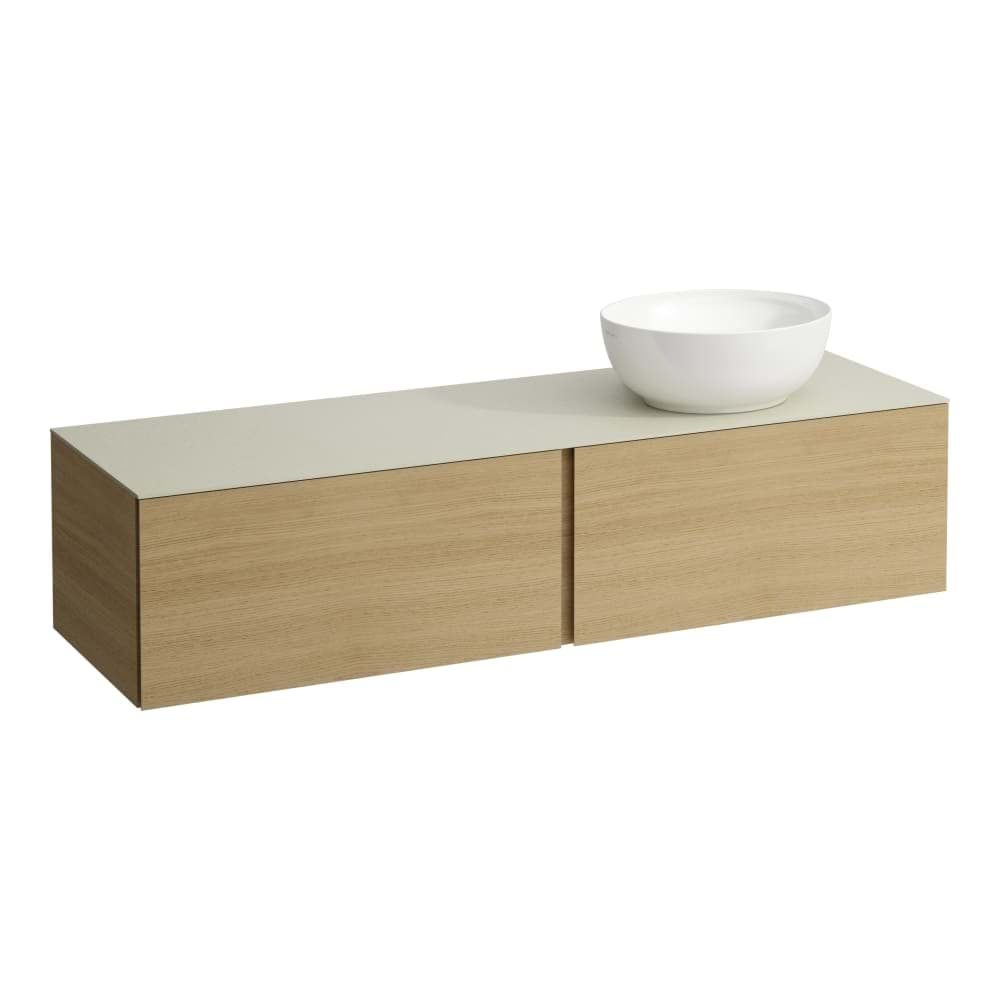 LAUFEN ILBAGNOALESSI Zásuvkový element 1600, se 2 zásuvkami, s výřezem vpravo, s vrchní deskou Calce Avorio, pro umyvadlo H818975/6, H818977/8 1600 x 500 x 370 mm #H4313530976301 - 630 - Noce canaletto - Dřevěná dýha