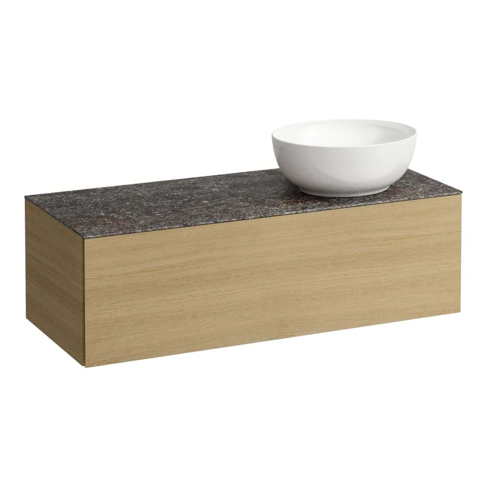LAUFEN ILBAGNOALESSI Zásuvkový element 1200, s jednou zásuvkou, s výřezem vpravo, s vrchní deskou Marrone Naturale, pro umyvadlo H818975/6, H818977/8 1200 x 500 x 370 mm #H4323130976301 - 630 - Noce canaletto - Dřevěná dýha