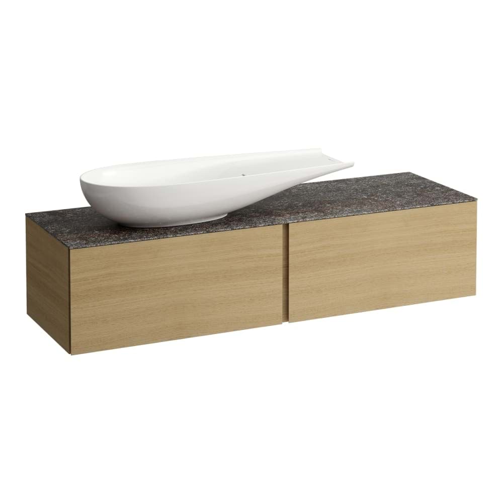 LAUFEN ILBAGNOALESSI Zásuvkový element 1600, se 2 zásuvkami, s výřezem vlevo, s vrchní deskou Marrone Naturale, pro umyvadlo H818974 1600 x 500 x 370 mm #H4323420979991 - 999 - Multicolour