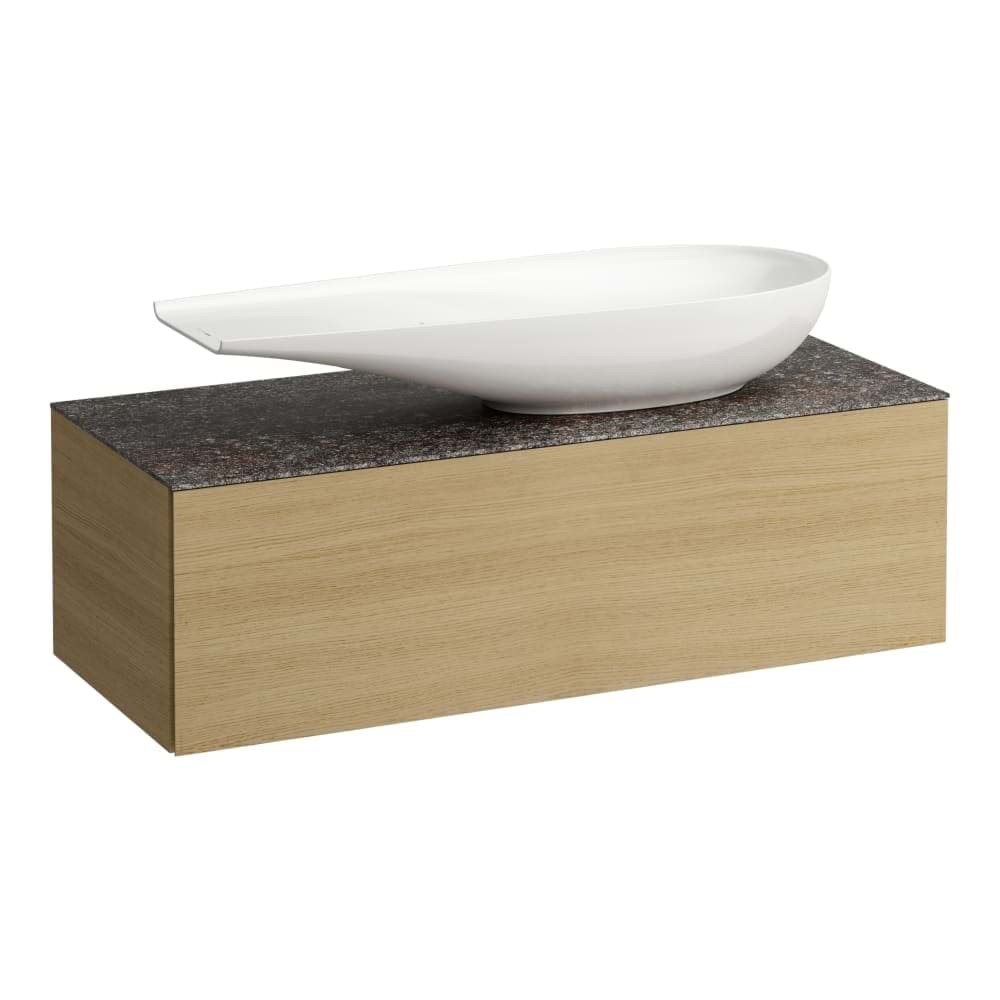 LAUFEN ILBAGNOALESSI Zásuvkový element 1200, s jednou zásuvkou, s výřezem vpravo, s vrchní deskou Marrone Naturale, pro umyvadlo H818974 1200 x 500 x 370 mm #H4323230979991 - 999 - Multicolour
